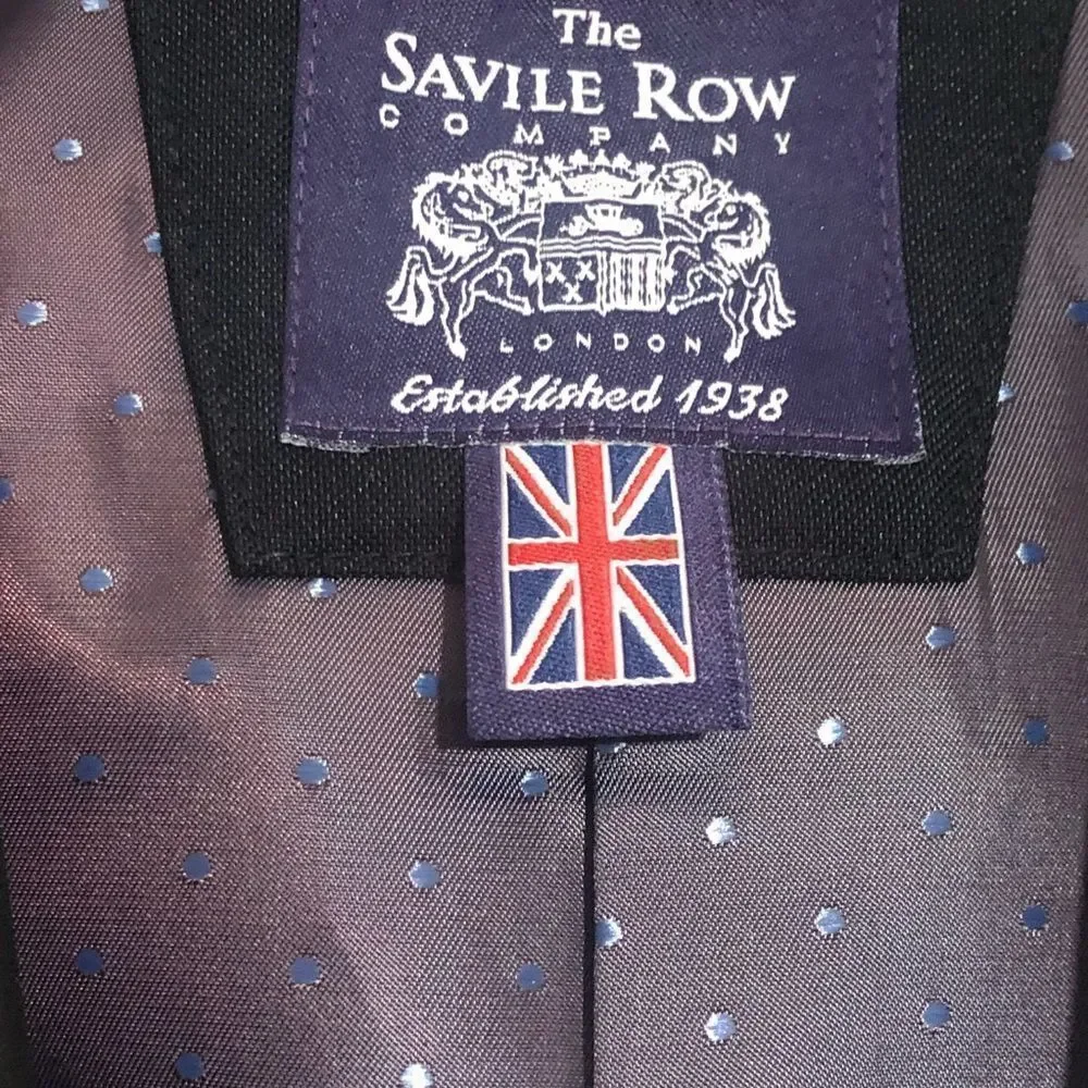 Savile Row Company Jacket Black Savoy Slim Fit Size 38S